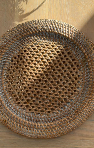 Grey Rattan Charger Plate