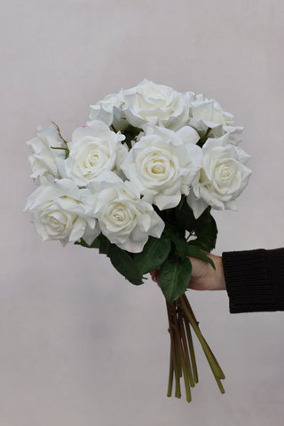 SECONDS Faux White Rose Bouquet 10 stems