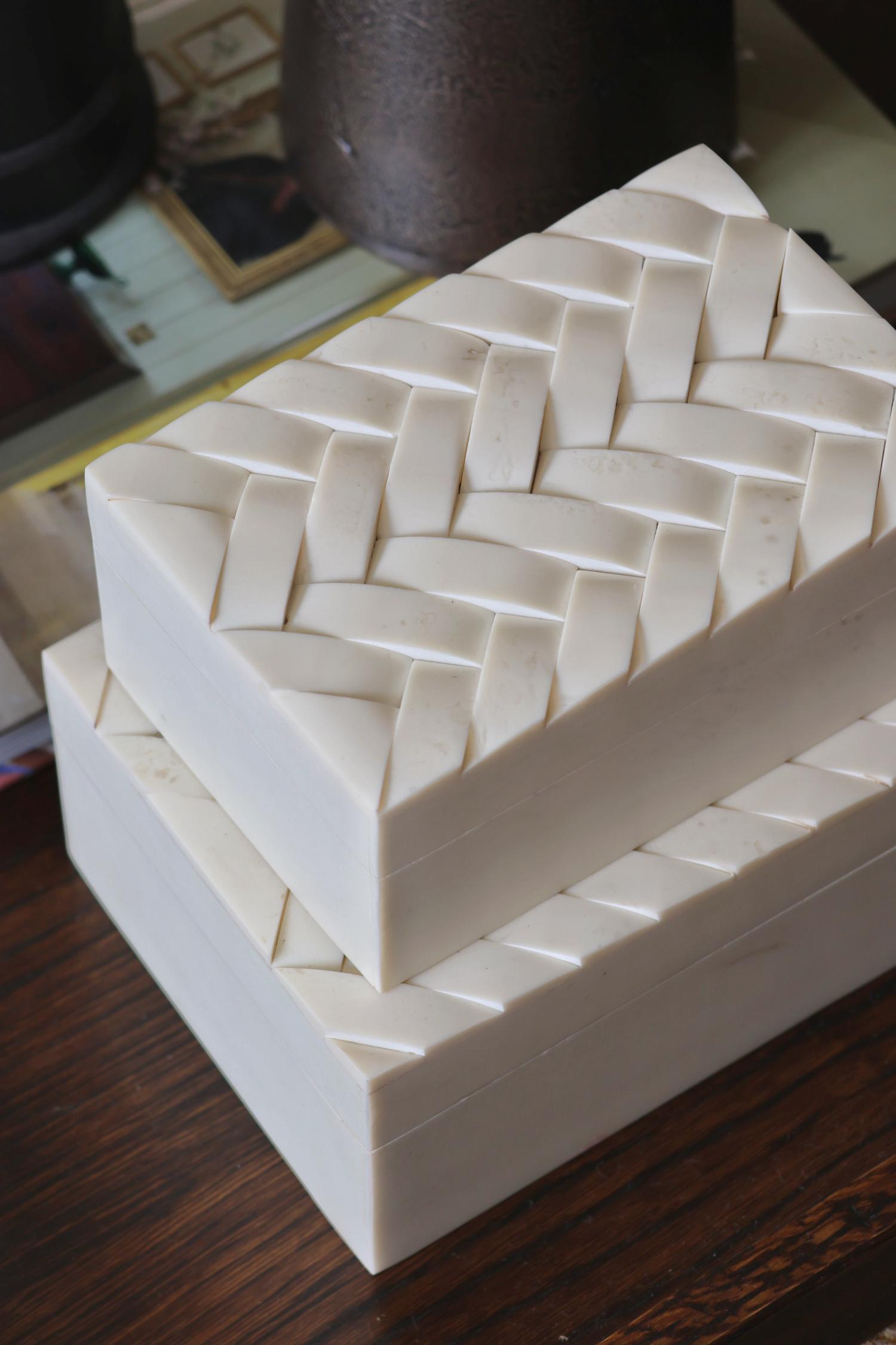 Herringbone Resin Box - Set of 2