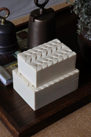 Herringbone Resin Box - Set of 2