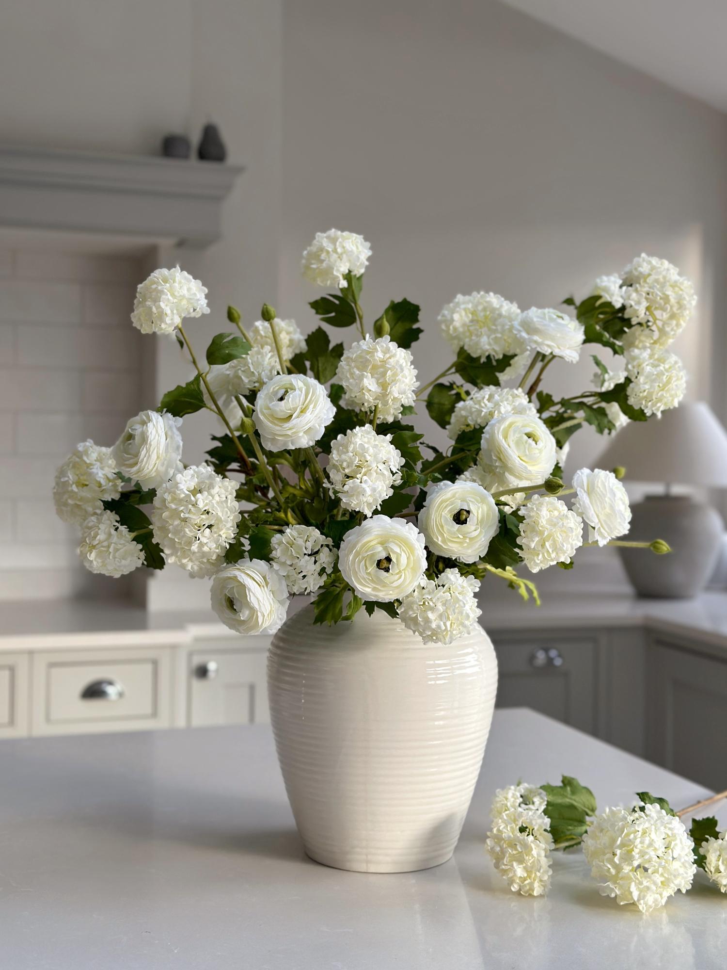 Faux White Ranunculus Stem