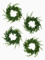 Artificial Christmas Set of 4 Mini Cypress Wreaths on white