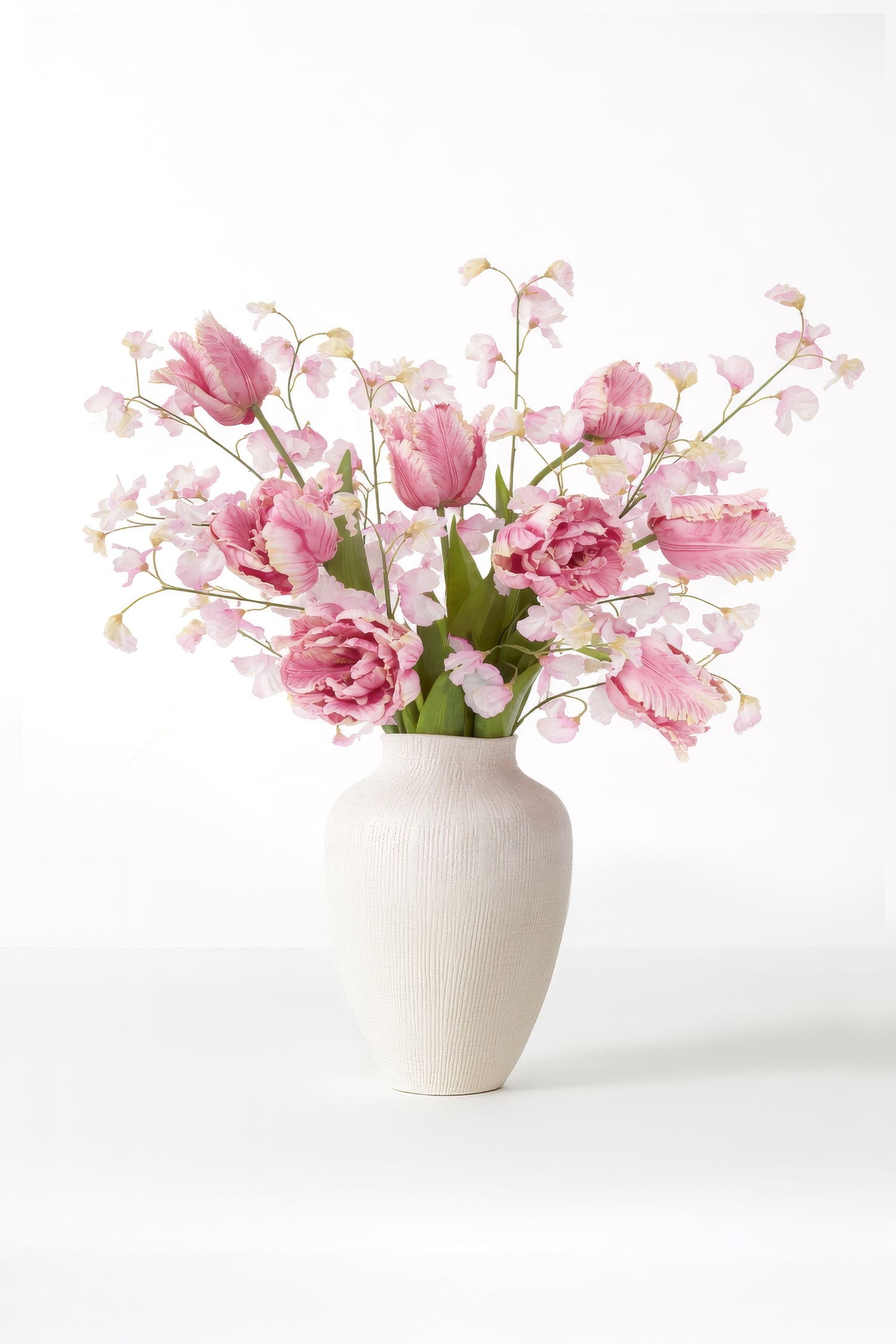 Faux Pink Tulip & Sweetpea Arrangement