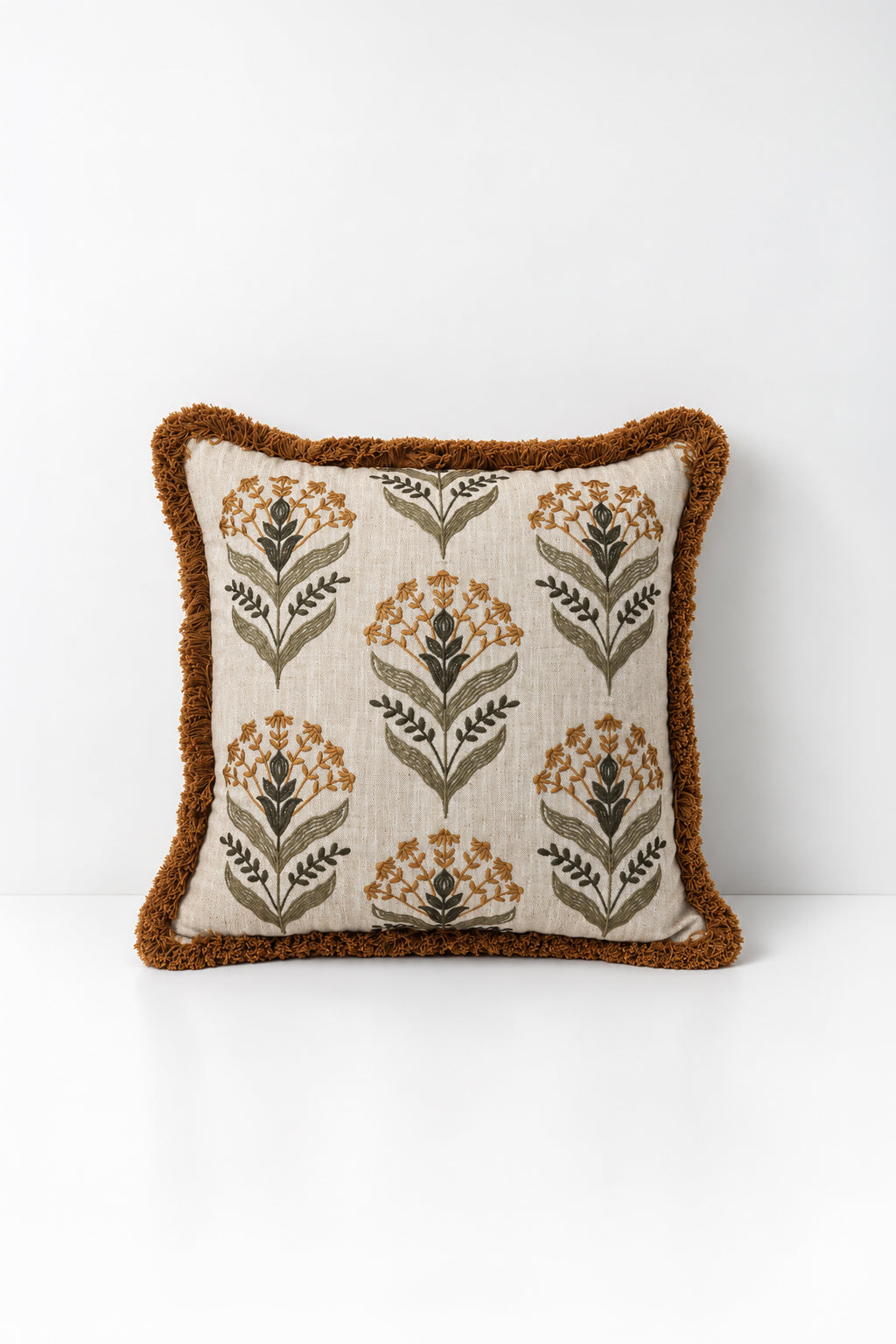 Decorative pillow with embroidery on a white background