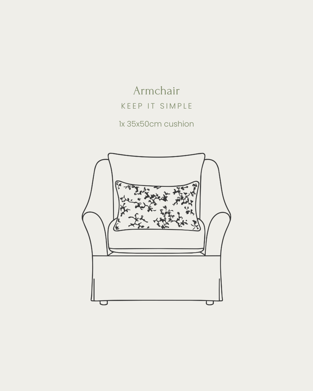 simple graphic of an armchair with a cushion styled 
