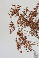 details of an brown artificial dried look flower stem 