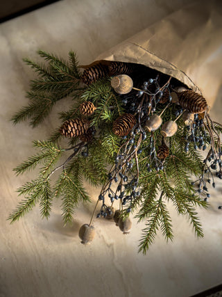 Faux Blue Berry & Pinecone Arrangement Premium