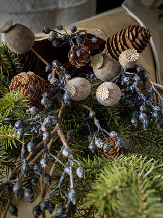 Faux Blue Berry & Pinecone Arrangement Premium