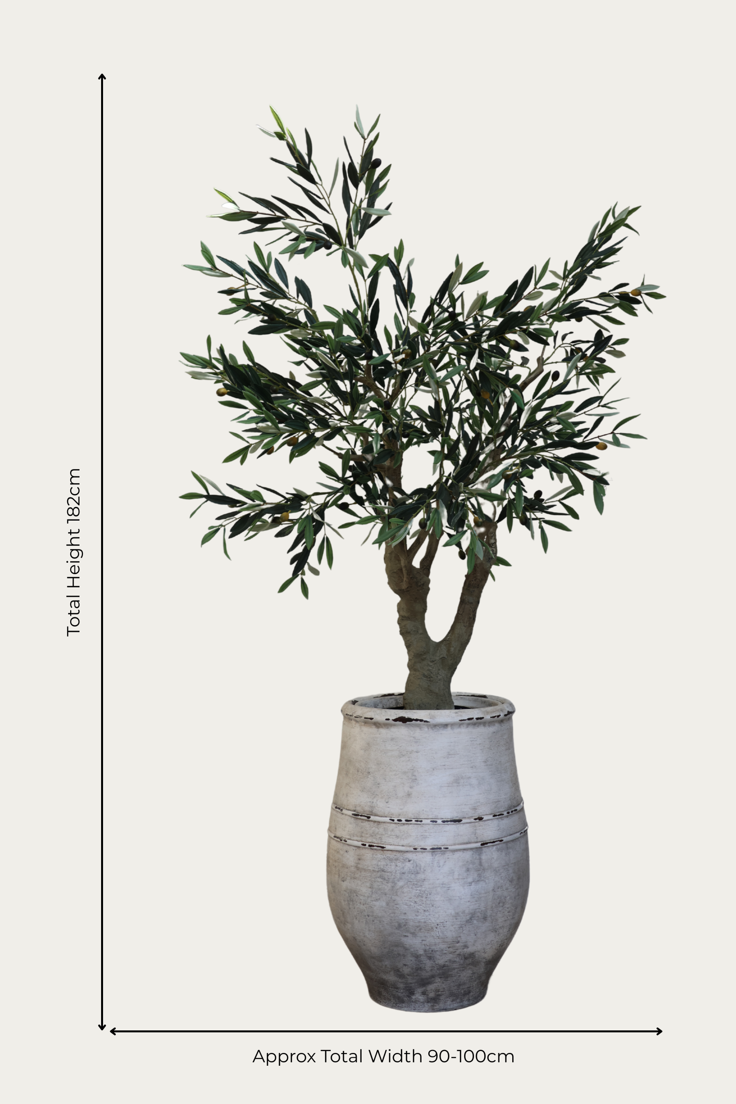  ultra-lite bucklesham planter and faux olive tree on white background