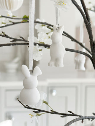 Set of 2 Hanging Ceramic Bunnies
